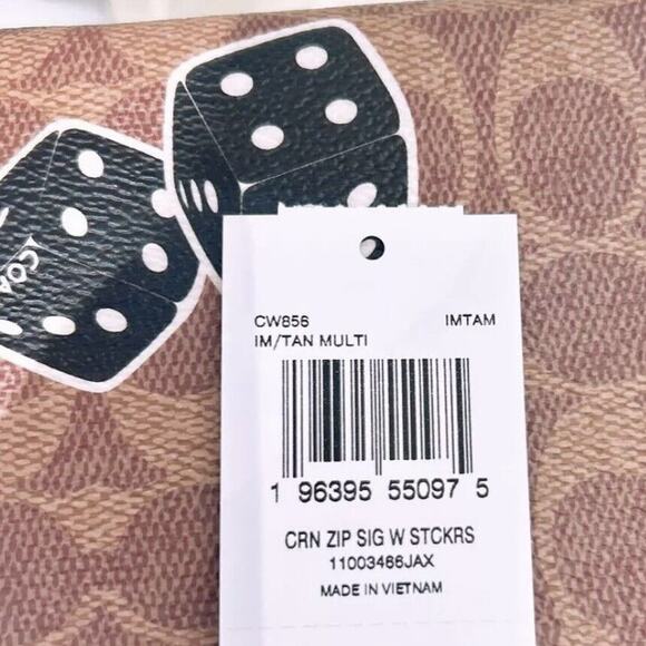 NWT Coach Corner Zip Wristlet In Signature Canvas With Sticker Print Rexy TRex - Picture 3 of 5